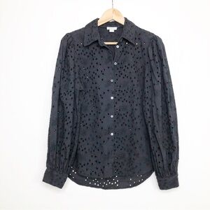 Sundance Celestine Black Eyelet Button-Up Blouse